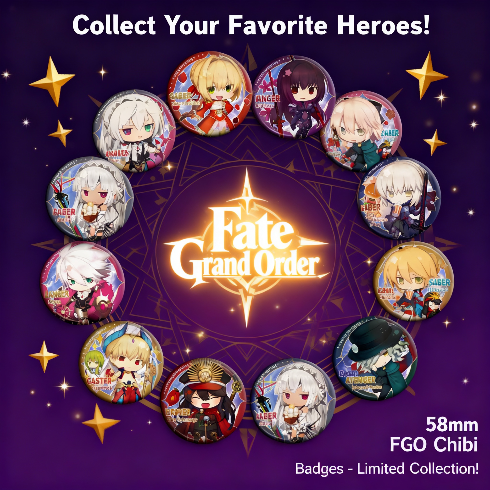 Anime Cosplay Merchandise - Fate Grand Order FGO Anime Badge